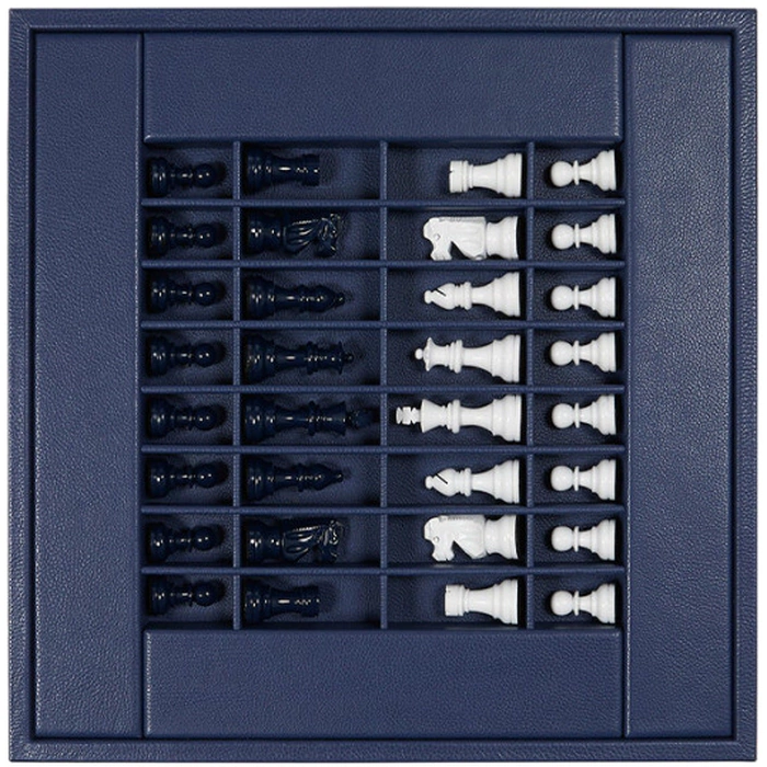 Exclusive Buffalo Blue leather Chess Set